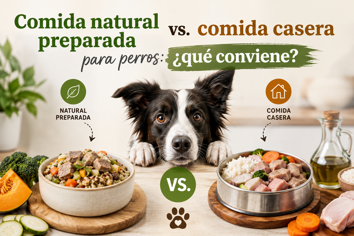Comida natural preparada vs. comida casera para perros: ¿qué conviene?