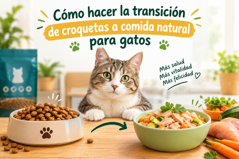 Cómo hacer la transición de croquetas a comida natural para gatos