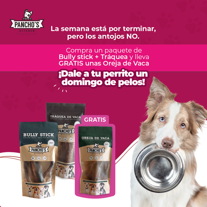 Paquete de Bully Stick + Tráquea y Lleva GRATIS unas Orejas de Vaca